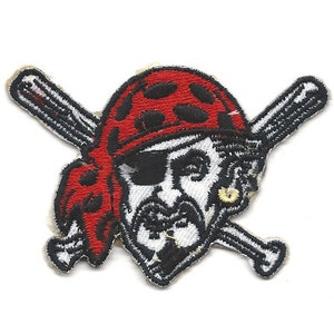 3X2" Pirate Embroidered IRON ON PATCH / Sew On Jack Sparrow Pirates of the Caribbean eye patch earring red headwrap skull