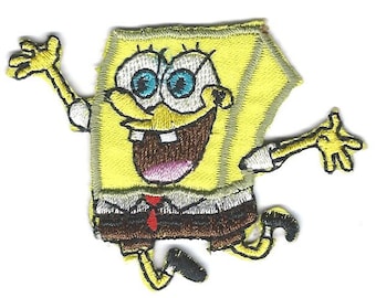 3X2.25" Spongebob IRON ON PATCH Sew On Patch applique cloth embroidery needle point