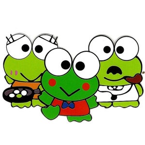 3.25x2 "keroppi sapo família ferro em transferência decoração calor vinil papai mamãe bebê sapo verde olhos grandes