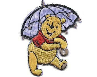 2x2.5 Pooh Bear Purple Umbrella Embroidered IRON ON -  Norway