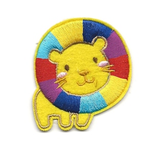 2.5X2.75" Lion IRON ON PATCH Sew On Patch jungle animal zoo applique cloth embroidery needle point lioness rainbow mane king Simba cub