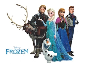 3X3" Frozen movie glitter IRON On TRANSFER Decor Heat Vinyl creative Elsa Anna Kristof Olaf Hans Sven reindeer snowman queen princess