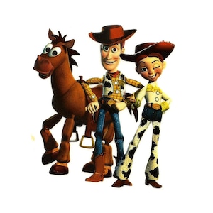 3X3" Toy Story Bullseye Woody Jessie IRON On TRANSFER Decor Heat Vinilo decoración creativa en la ropa Disney juguetes cowboy cowgirl caballo yodeling