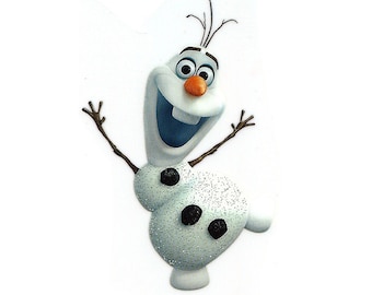 2.5X3.5" Frozen OLAF snowman glitter IRON On TRANSFER Decor Heat Vinyl creative craft created by Elsa Anna storybook snowflake winter