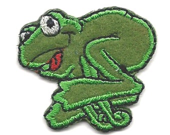 1.5X1.5" green Frog IRON ON PATCH Sew On Patch applique embroidery needle point Princess and the Frog toad