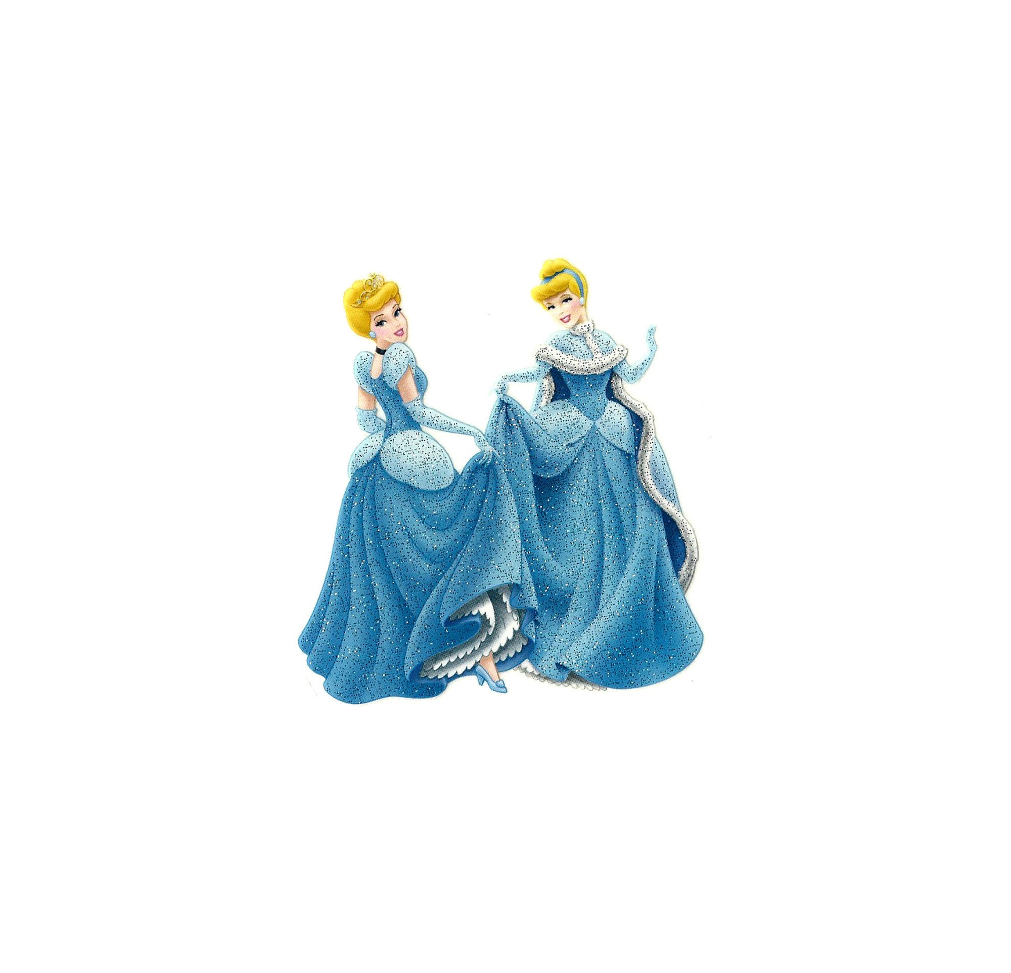 2x3 Snow White Glitter IRON on TRANSFER Decor Heat Vinyl Blue Yellow Glitter  Dress Princess Disney 