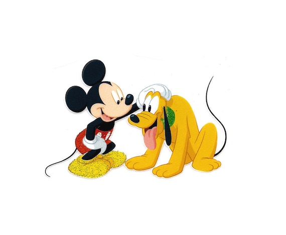 Ocho caballo de fuerza Pequeño 3X2 Mickey Mouse mascota Pluto glitter orejas IRON ON - Etsy España