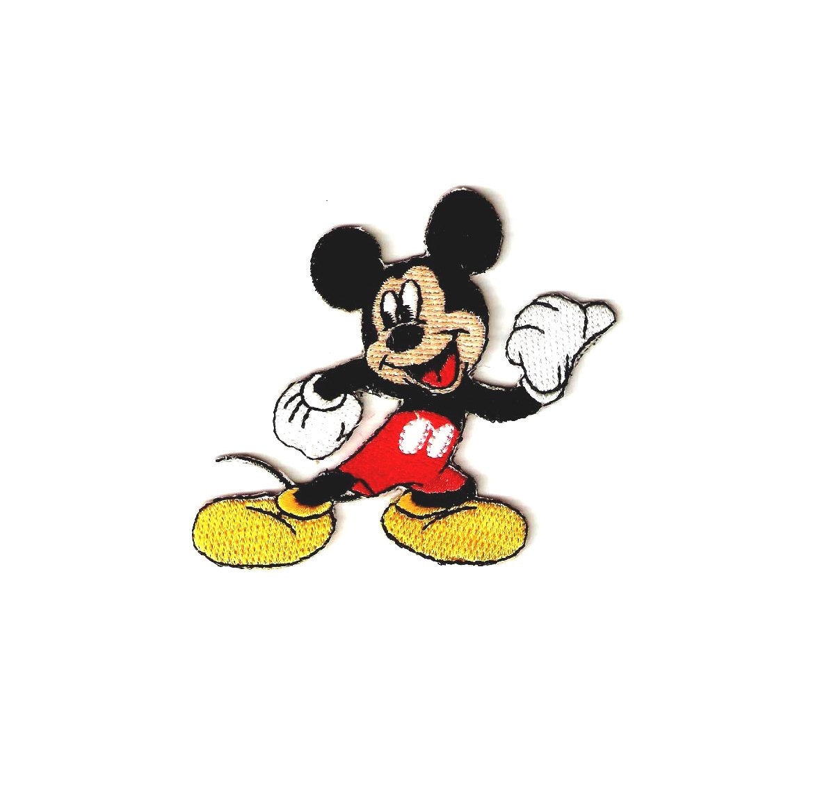 2.25 Mickey Mouse Embroidered IRON On PATCH / No Sew hat bag Patch Classic  Mickey ears head round circle patch with red rim Disney