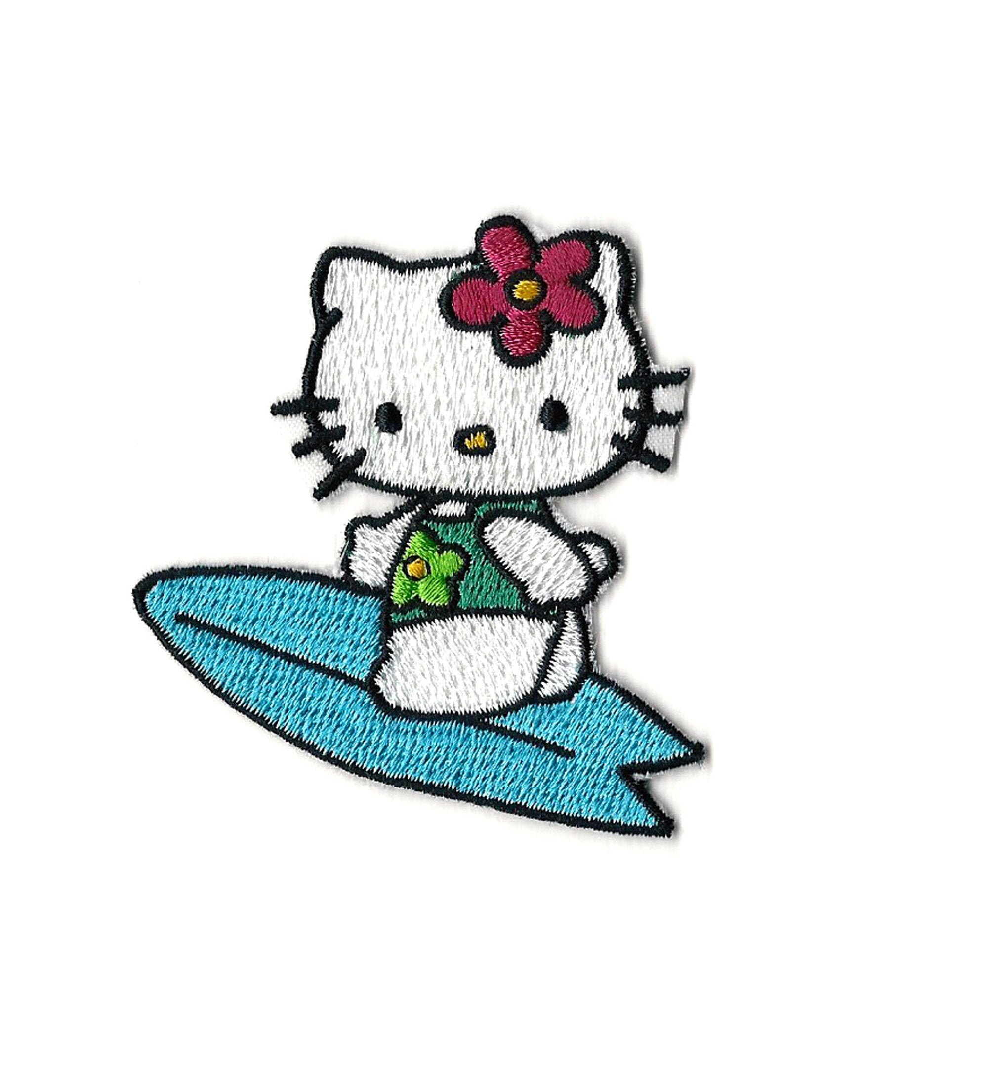 2.5X2.5 Hello Kitty surfer IRON ON / SEW On Patch flower Etsy