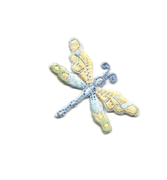 Blue Spring Dragonfly Insect Embroidery Applique Patch