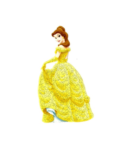 Belle glitter IRON On TRANSFER Decor Heat vinilo amarillo