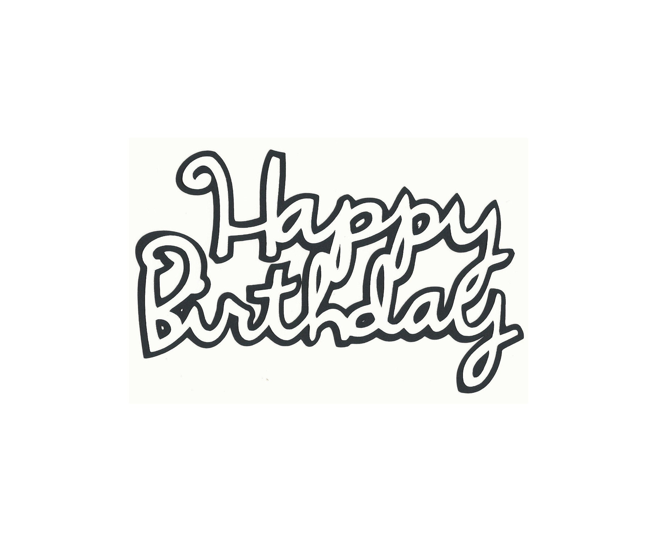 6.5x4 HAPPY BIRTHDAY Black White Cutout SIGN Layer - Etsy