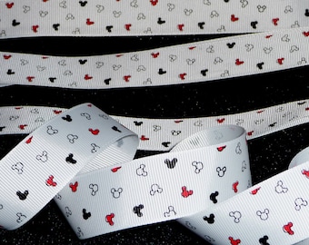 5/8 inch Classic Mickey Mouse Ear confetti sprinkle white grosgrain RIBBON Disney DIY bow hair clip gift bow decoration red black - 1 yard