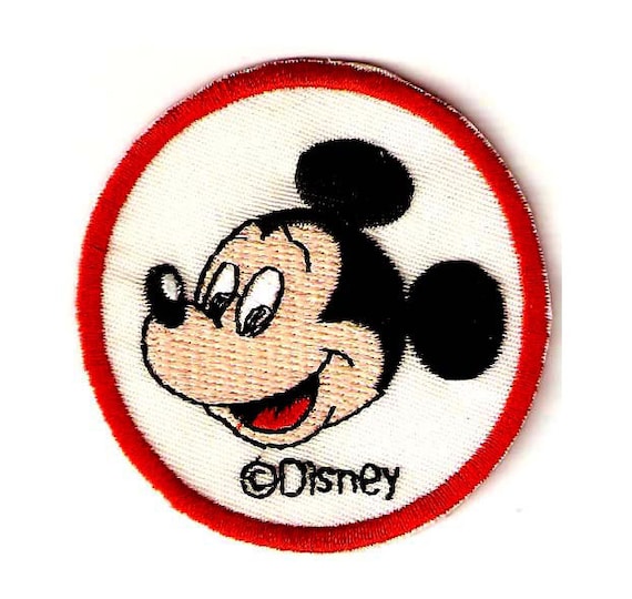Mickey Mouse Disney HUG Sew On Round Applique// Patches 2 inches white//red//black