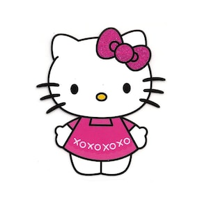 2.75X3&quot; Kitty Cat IRON ON TRANSFER Decor Heat Vinyl - diy on bag hat shirt pink glitter bow whiskers dress