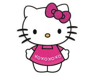 2.75X3" Kitty Cat IRON ON TRANSFER Decor Heat Vinyl - diy on bag hat shirt pink glitter bow whiskers dress