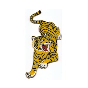 2X5&quot; Tiger IRON ON PATCH Nähen Auf große Katze gestreift Pounce Krunen Tiger Tigress bestickt Applikation Zoo wilde Tier