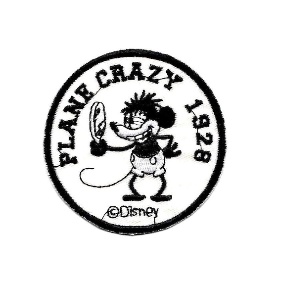 2.75 Mickey Mouse Plane Crazy Embroidered IRON ON PATCH / No Sew