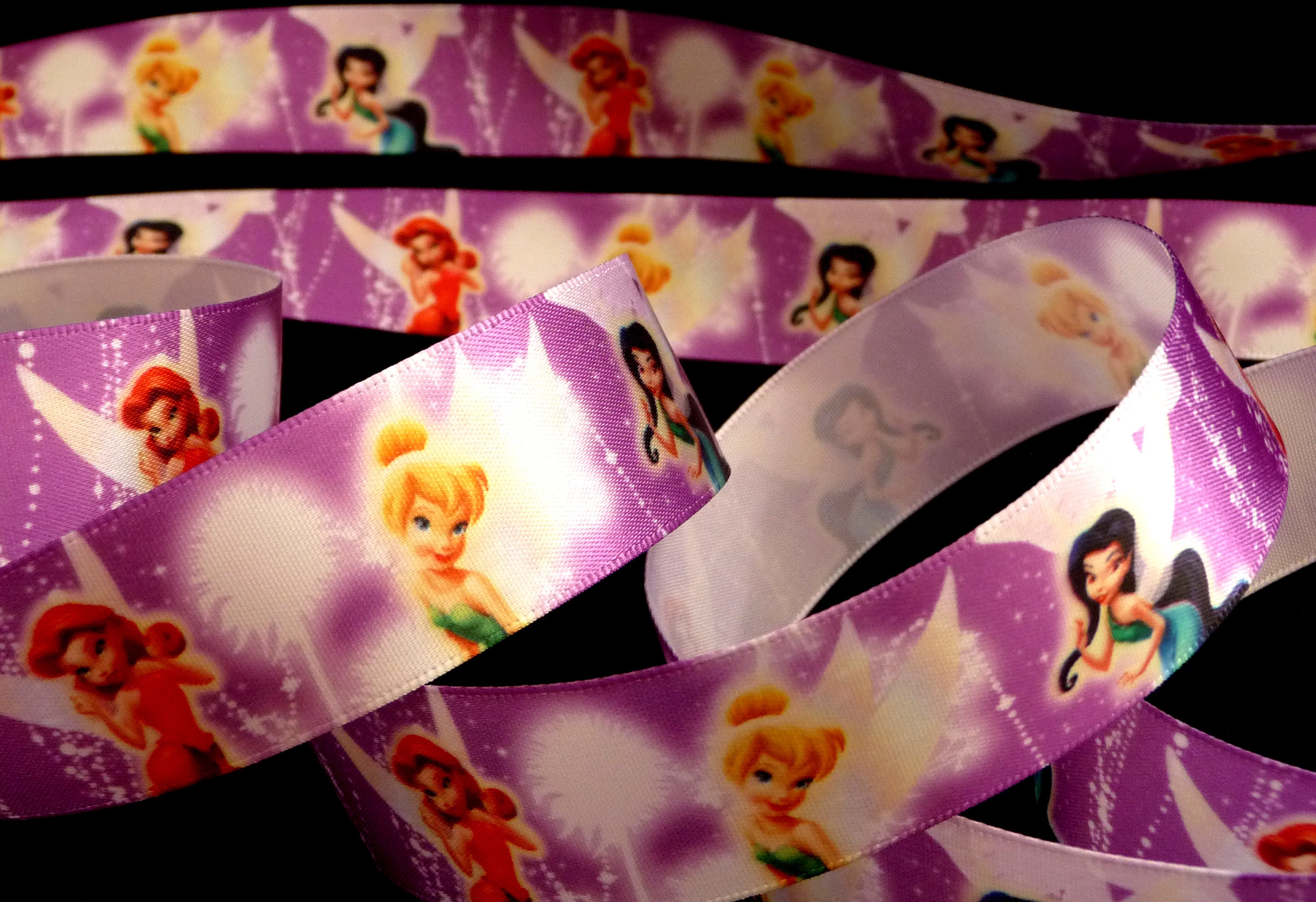1 Inch Tinkerbell Fairy Satin Purple RIBBON Rosetta Vidia Neverbeast Disney  DIY Bow Hair Clip Gift Bow Decoration Angel Wings Pirate 1 Yard - Etsy, image size:2848x1952