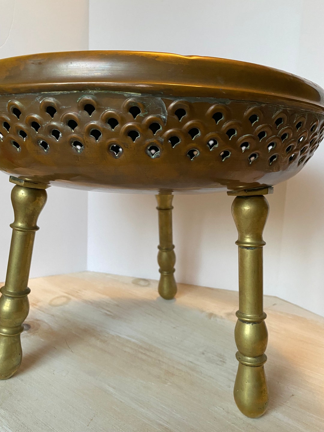 Antique brass stool hotsell