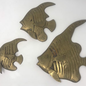 Vintage Brass Angelfish Folding Bookends Nautical Home Decor Tropical Fish  Bookends 