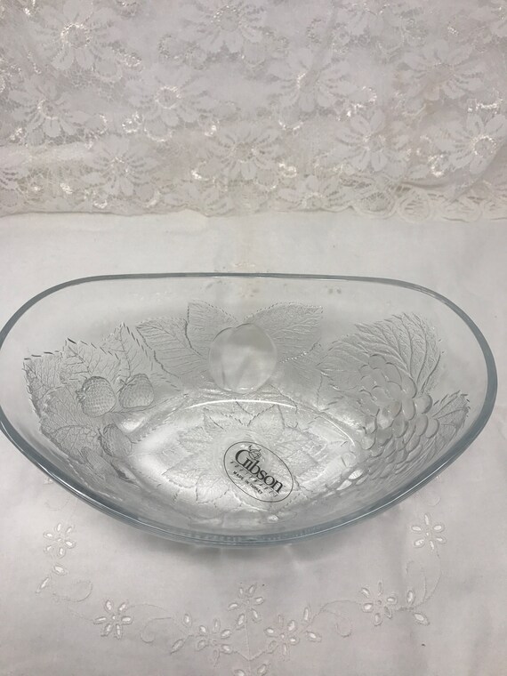 Gibson fruit embossed clear glass bowl