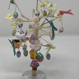 Vintage miniature Easter tree with mini ornaments Midwest