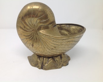 Vintage Brass Nautilus Shell Planter -  Canada