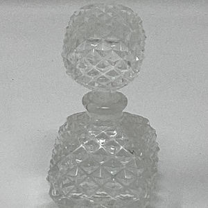 Vintage clear diamond cut glass perfume bottle