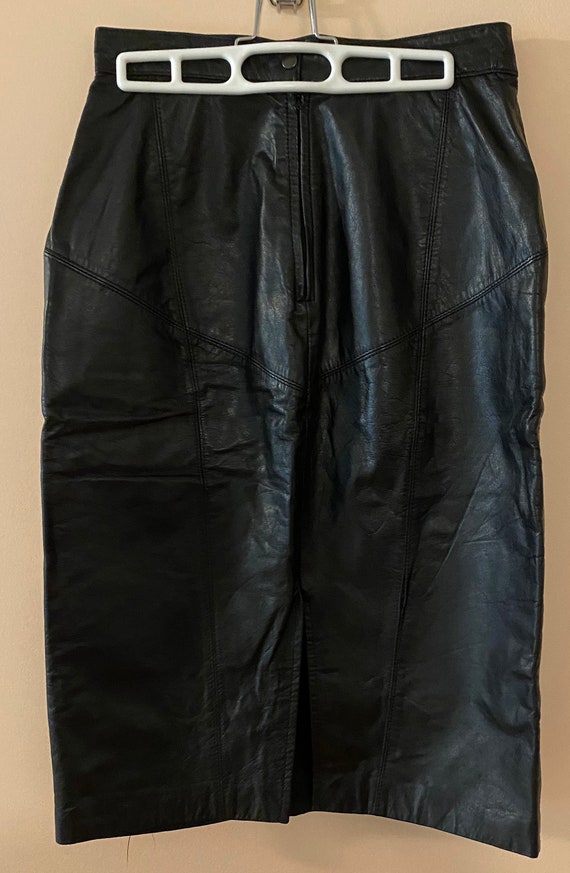 Vintage Toffs black leather skirt - image 4