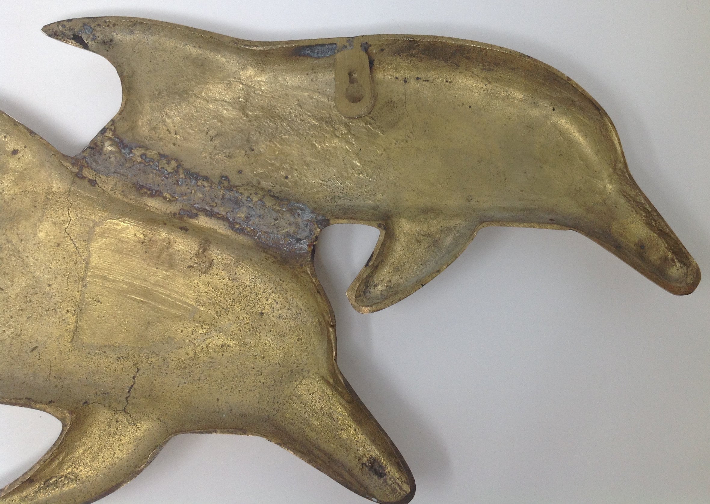 Vintage Large brass double dolphin wall hanging Etsy Nederland