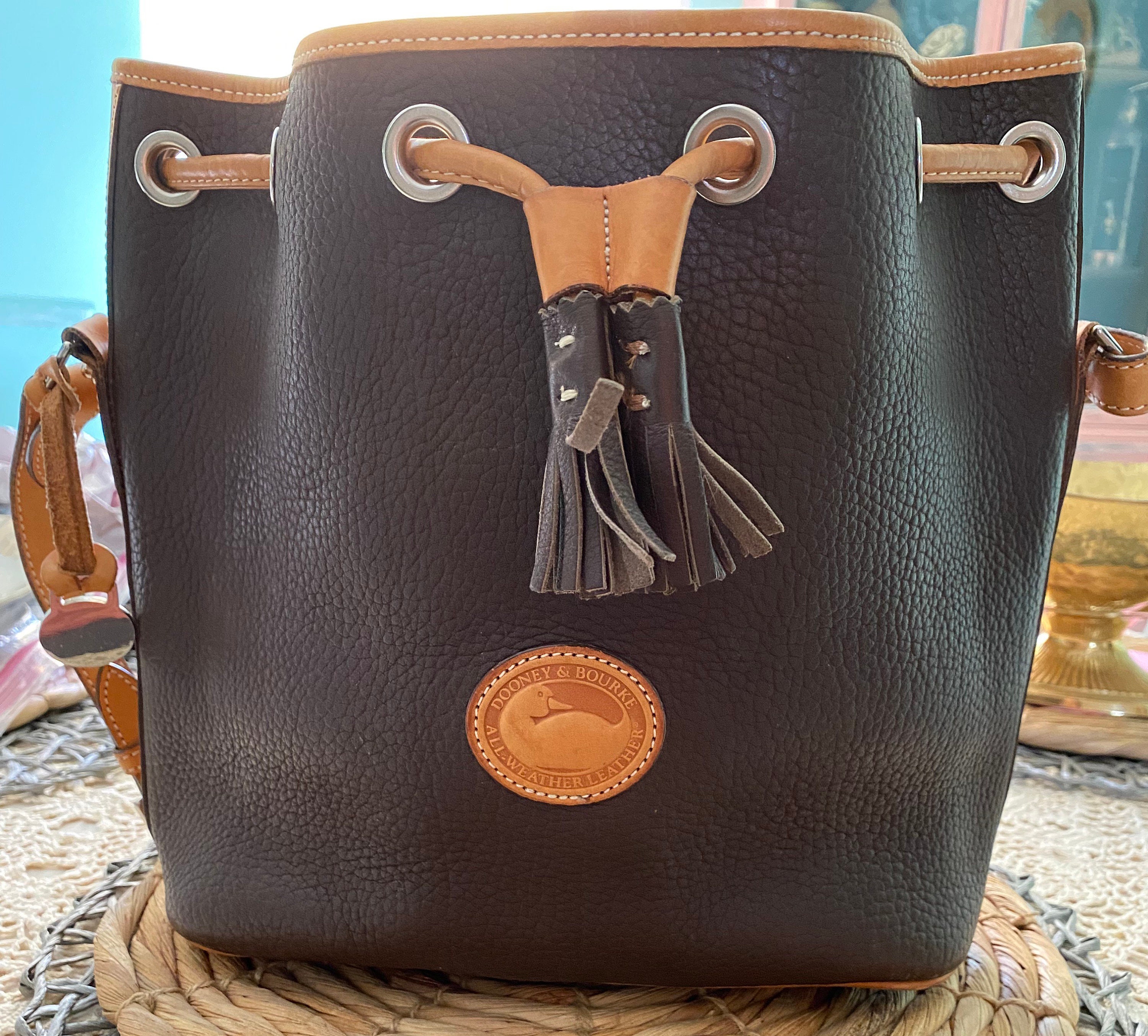 Vintage Dooney and Bourke Leather Chocolate and Peanut Butter Handbag