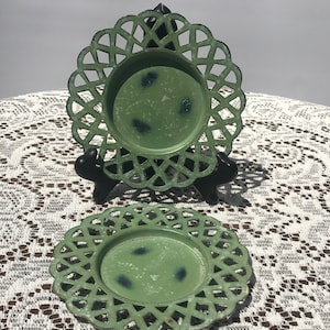 Vintage green metal decorative candle holders