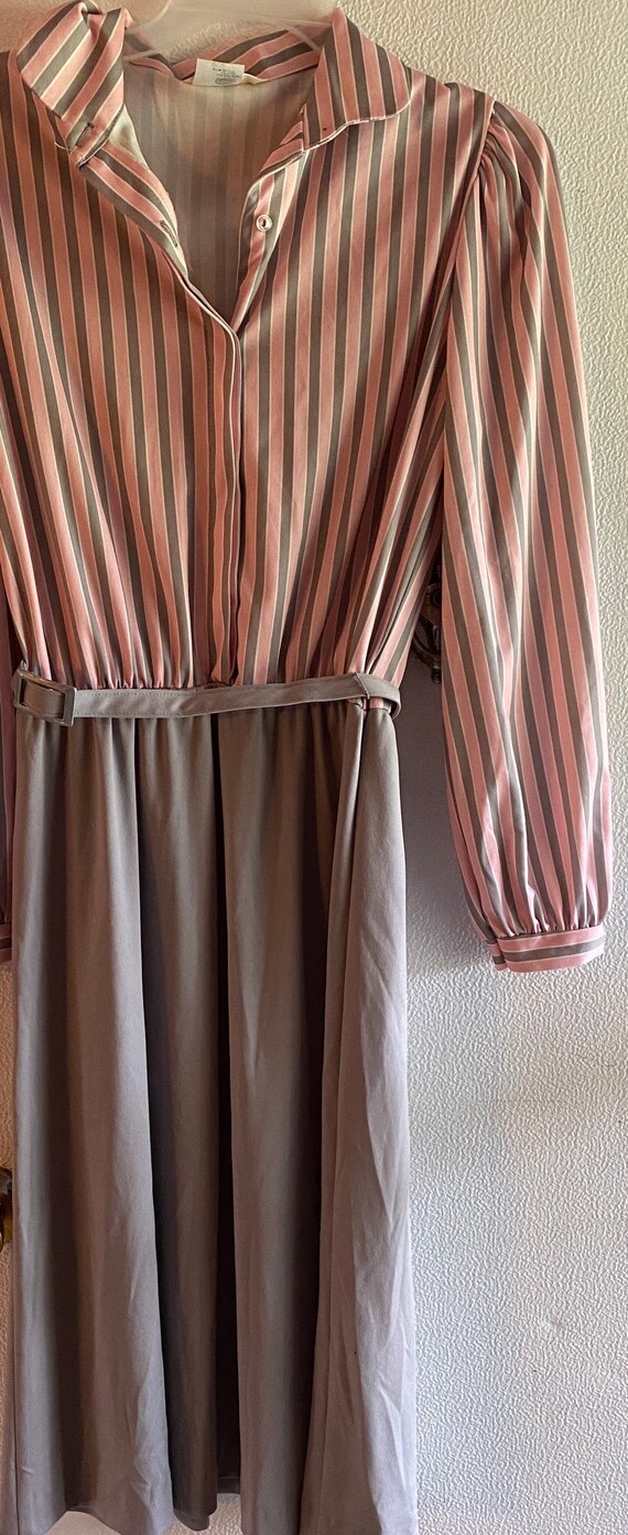 pink and brown striped dress Brienne Stripe Midi Dress / Pink/Chocolate | MESHKI main image 1