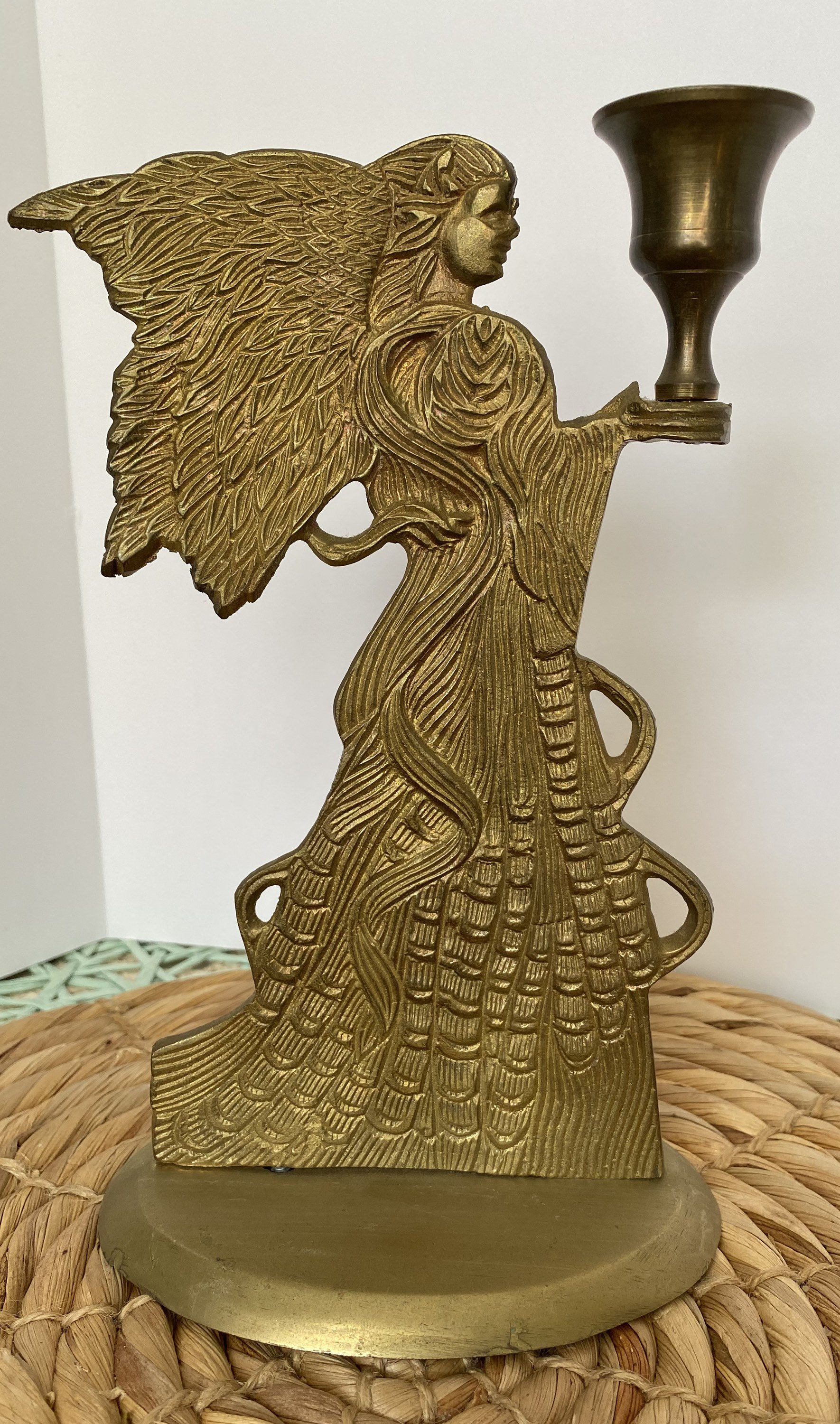 Vintage Brass Angel Candle Holder Etsy