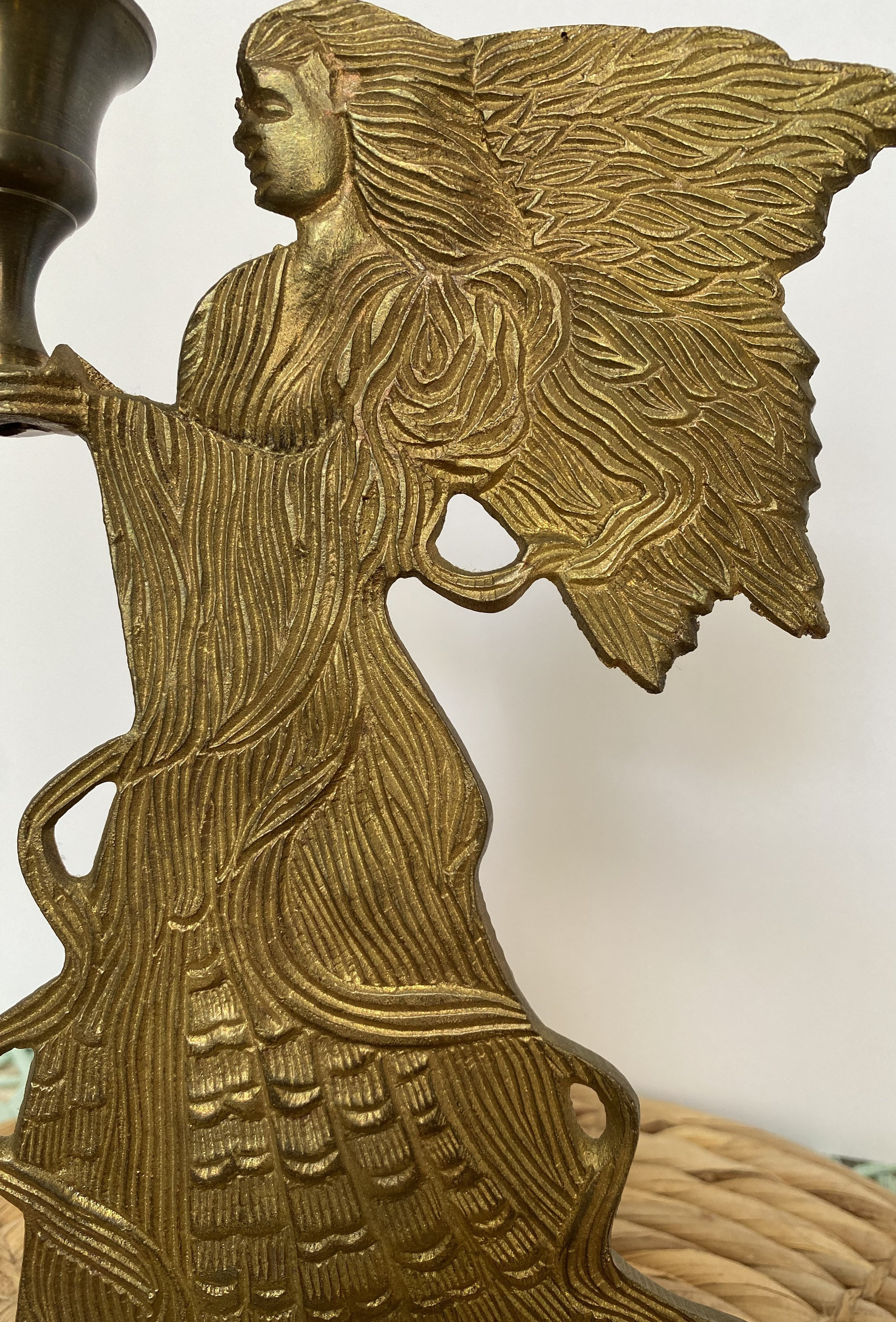 Vintage Brass Angel Candle Holder Etsy