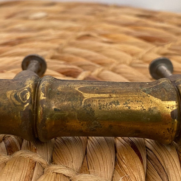 Vintage pair of brass bamboo drawer pulls