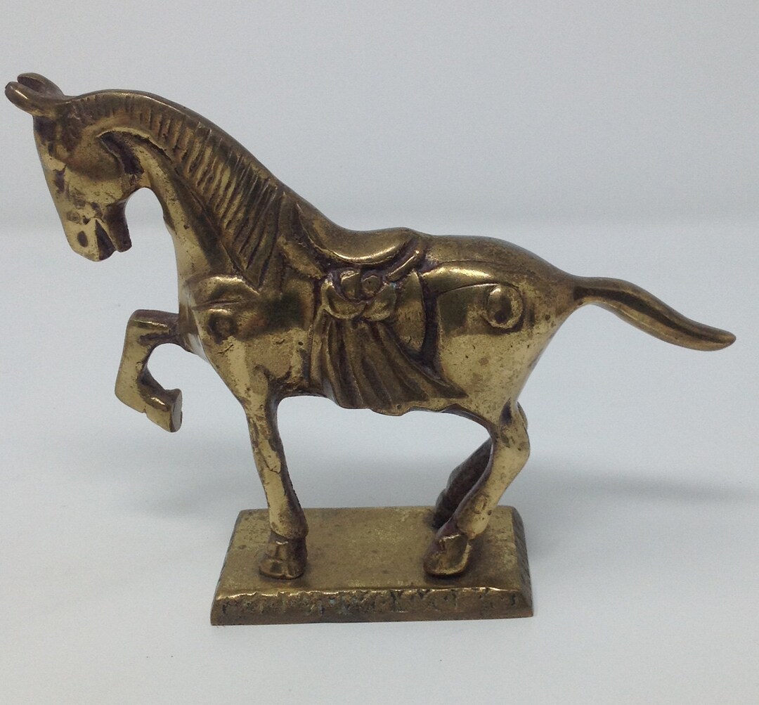 Vintage Solid Brass Horse Statue Etsy
