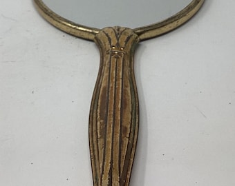 Vintage gold handheld mirror