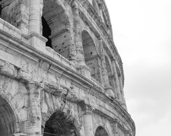 Roman Colosseum, Black and White Print, Ancient Architecture Photo, Legendary, Wall Art, Living Room Art, Kitchen Art