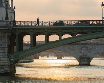 Bridge to Notre-Dame de Paris, Sunset in Paris Print, Water Reflections Photo, Bridges, Wall Art, Living Room Art, Kitchen Art, Sunset Print