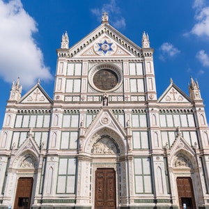 Santa Croce Print, Churches of Florence Italy, Blue Sky, Iconic Architecture