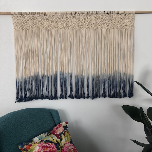 Blue Macrame Wall Hanging Etsy