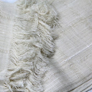 Assam Eri Silk(Non-Violent Silk) Authentic Handwoven Lace Weave Stole- Natural Color