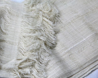Assam Eri Silk(Non-Violent Silk) Authentic Handwoven Lace Weave Stole- Natural Color