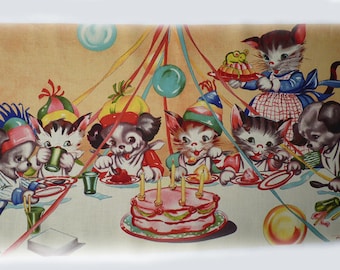 2 panels Michael Miller patchwork 54x29 birthday kitten