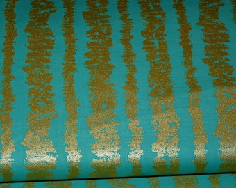 Michael Miller US turquoise gold stripe glitz bars