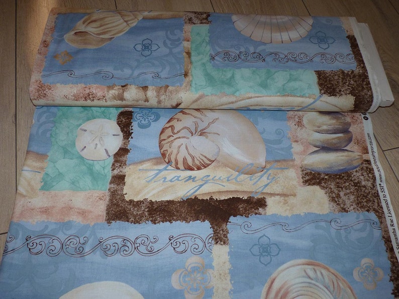 SouthSea US fabric beach shells summer blue image 1