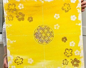 Yellow Spiritual Art Canvas Energetically Charged Energy Picture Chakras Solar Plexus