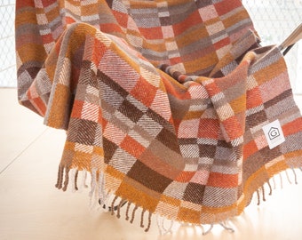 Striped blanket 100% shetland wool woven by hand 20180704